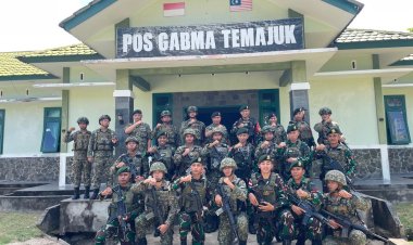 Pererat Kerja Sama Perbatasan, Panglima Brigade 31 TDM Kunjungi Pos Gabma Temajuk Satgas Pamtas Yonarhanud 1/PBC/1 Kostrad